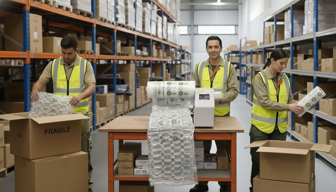 Almacén industrial con sistema de embalaje inflable Hanker